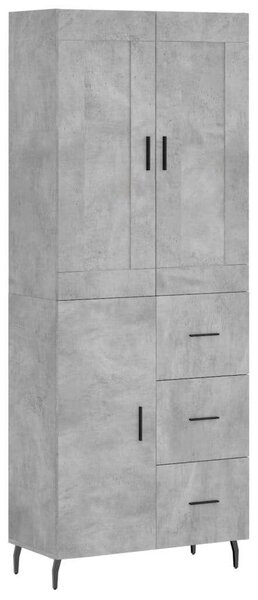 VIDAXL Magas Szekrény - Betonszürke - 69,5x34x180 cm