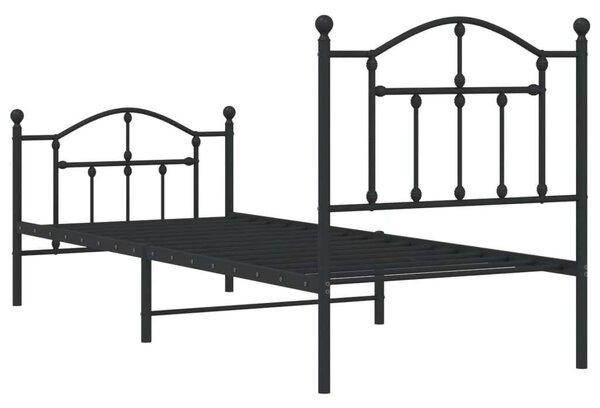 Fekete fém ágykeret fej- és lábtámlával 80 x 200 cm