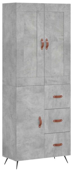 Betonszürke szerelt fa magasszekrény 69,5 x 34 x 180 cm