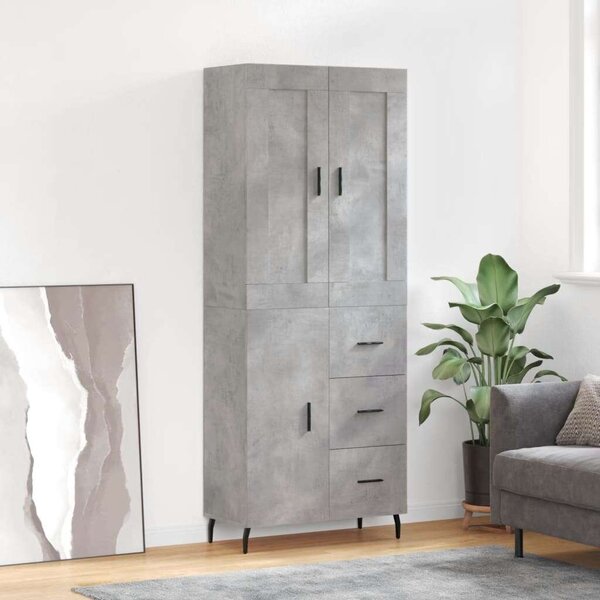 VIDAXL Magas Szekrény - Betonszürke - 69,5x34x180 cm