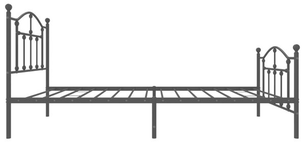 Fekete fém ágykeret fej- és lábtámlával 80 x 200 cm