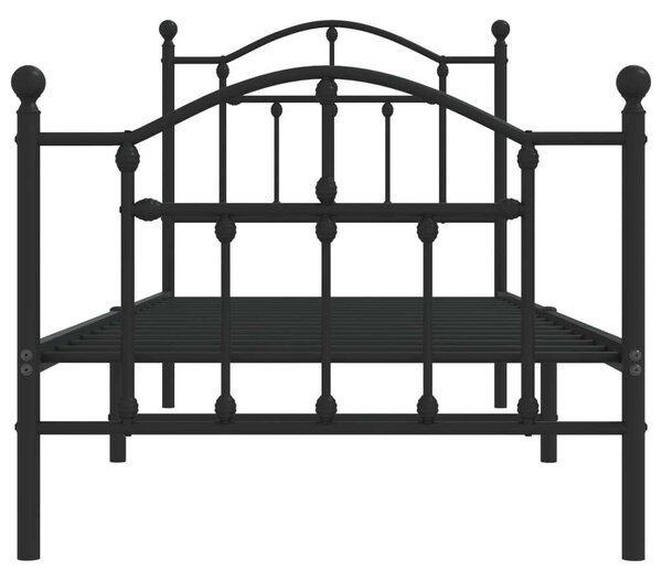 Fekete fém ágykeret fej- és lábtámlával 80 x 200 cm
