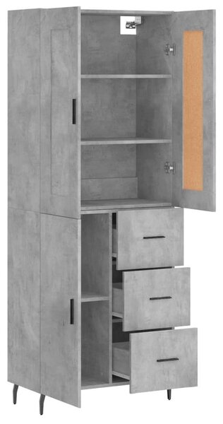 VIDAXL Magas Szekrény - Betonszürke - 69,5x34x180 cm