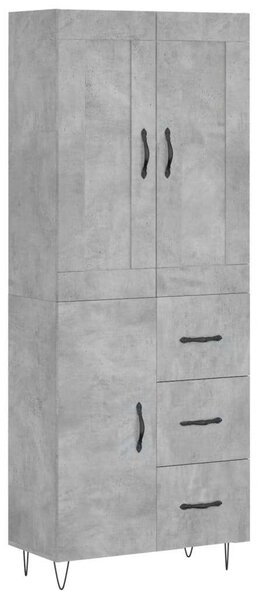 Betonszürke szerelt fa magasszekrény 69,5 x 34 x 180 cm