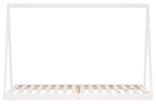 Fehér gyerek tömör fenyőfa ágykeret 90 x 200 cm