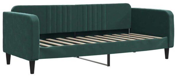 Sötétzöld kihúzható bársony heverő matraccal 80 x 200 cm