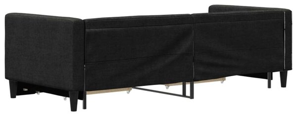 Fekete kihúzható szövet heverő fiókokkal 80 x 200 cm
