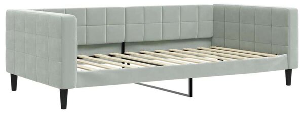 Világosszürke kihúzható bársony heverő 100 x 200 cm