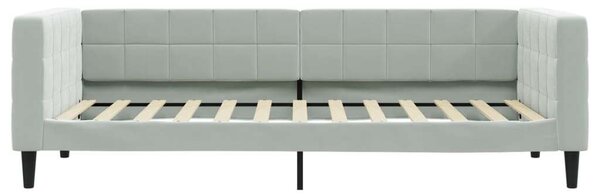 Világosszürke kihúzható bársony heverő 100 x 200 cm