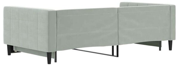 Világosszürke kihúzható bársony heverő 100 x 200 cm