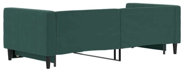 Sötétzöld kihúzható bársony heverő 90 x 200 cm