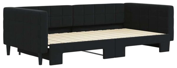 Fekete kihúzható bársonyheverő 100 x 200 cm