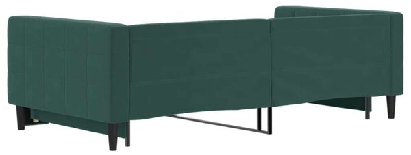 Sötétzöld kihúzható bársonyheverő 100 x 200 cm