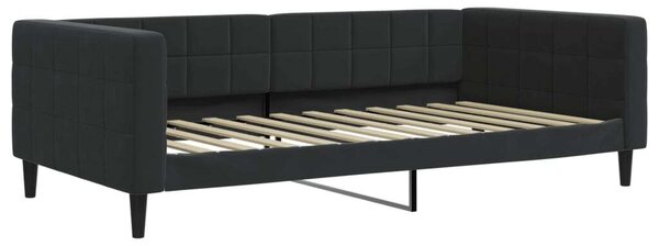 Fekete kihúzható bársony heverő matraccal 100 x 200 cm