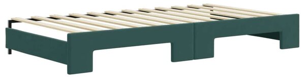 Sötétzöld kihúzható bársony heverő fiókkal 100 x 200 cm