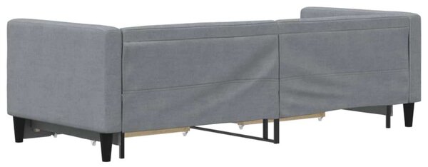 Világosszürke kihúzható szövet heverő fiókokkal 80 x 200 cm