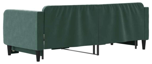 Sötétzöld kihúzható bársony heverő 80 x 200 cm