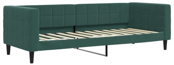 Sötétzöld kihúzható bársony heverő matraccal 80 x 200 cm