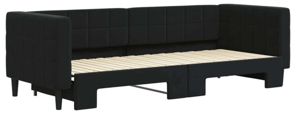 Fekete kihúzható bársony heverő 80 x 200 cm