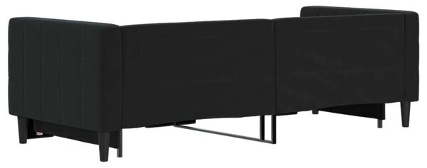 Fekete kihúzható bársony heverő 80 x 200 cm