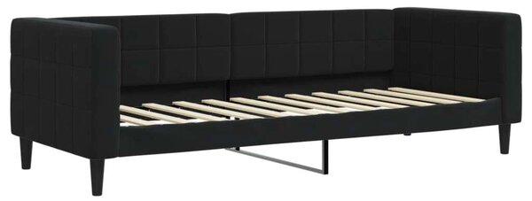 Fekete kihúzható bársony heverő 80 x 200 cm