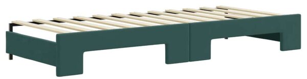 VidaXL sötétzöld kihúzható bársony heverő fiókkal 80 x 200 cm