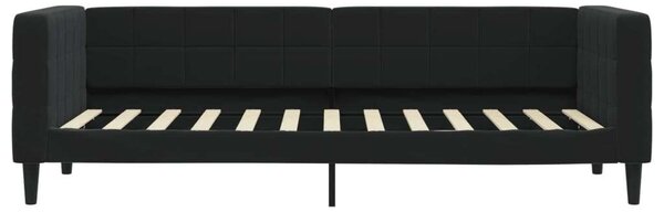 Fekete kihúzható bársony heverő 80 x 200 cm