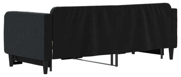 Fekete kihúzható bársony heverő 80 x 200 cm