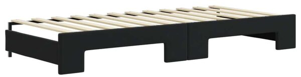 Fekete kihúzható bársony heverő fiókkal 80 x 200 cm