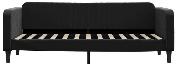 Fekete kihúzható bársony heverő 80 x 200 cm