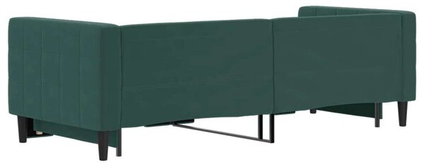 Sötétzöld kihúzható bársony heverő 80 x 200 cm