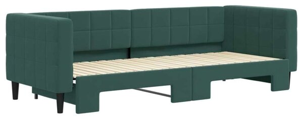 Sötétzöld kihúzható bársony heverő 80 x 200 cm