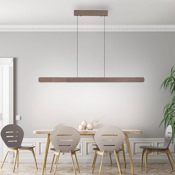 Paul Neuhaus LED-es függőlámpa Adriana, barna, hossza 160 cm, dimmelhető, Barna / rozsda, Nappali / Étkező, Alumínium, Modern