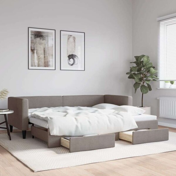 Tópszínű kihúzható bársonyheverő fiókokkal 80 x 200 cm