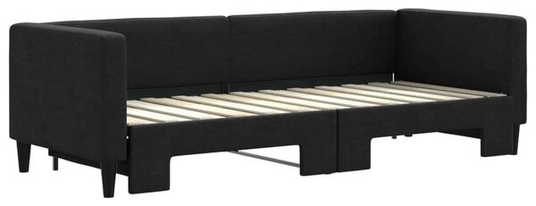 Fekete kihúzható szövet heverő 80 x 200 cm