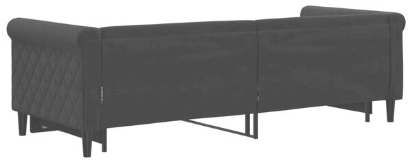 Fekete kihúzható bársony heverő 80 x 200 cm
