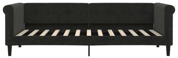 Fekete kihúzható bársony heverő 80 x 200 cm