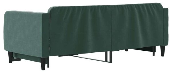 Sötétzöld kihúzható bársony heverő 90 x 200 cm