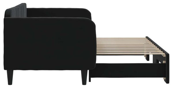 Fekete kihúzható szövet heverő 90x200 cm