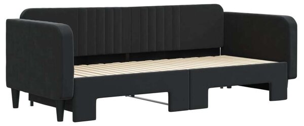 Fekete kihúzható szövet heverő 90x200 cm