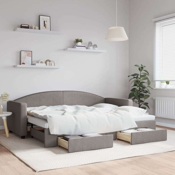 Tópszínű kihúzható bársonyheverő fiókokkal 80 x 200 cm