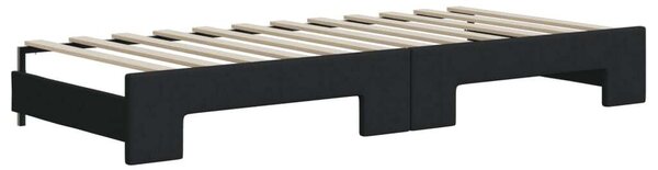 Fekete kihúzható szövet heverő matracokkal 100 x 200 cm