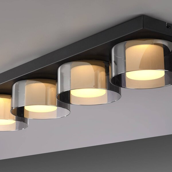 Paul Neuhaus LED mennyezeti lámpa Rika, 70 cm, üveg, fényerőszabályzó, dimmelhető, Fekete, Nappali / Étkező, Üveg, Modern