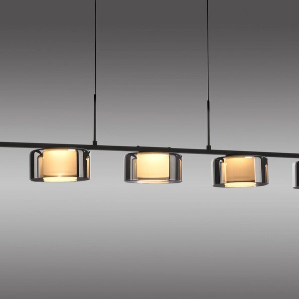 Paul Neuhaus Rika LED-es függőlámpa, 119 cm, üveg, fényerőszabályzóval,, dimmelhető, Fekete, Nappali / Étkező, Üveg, Modern