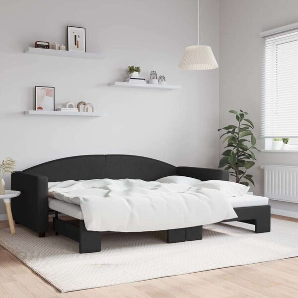 Fekete kihúzható szövet heverő 90x200 cm