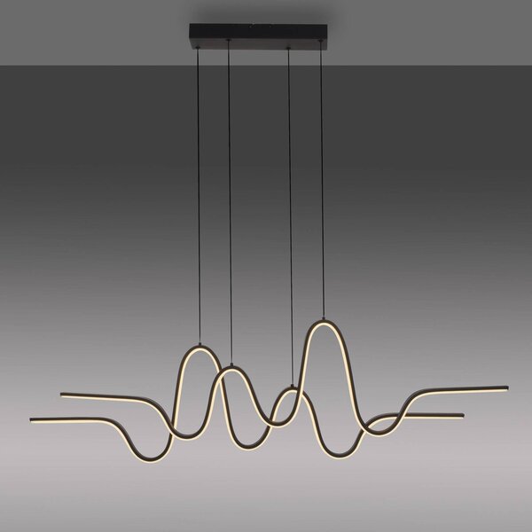 Paul Neuhaus Altitude LED-es függőlámpa, fekete, hossza 125 cm, dimmelhető, Fekete, Nappali / Étkező, fém, Modern