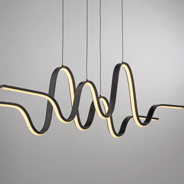 Paul Neuhaus Altitude LED-es függőlámpa, fekete, hossza 125 cm, dimmelhető, Fekete, Nappali / Étkező, fém, Modern
