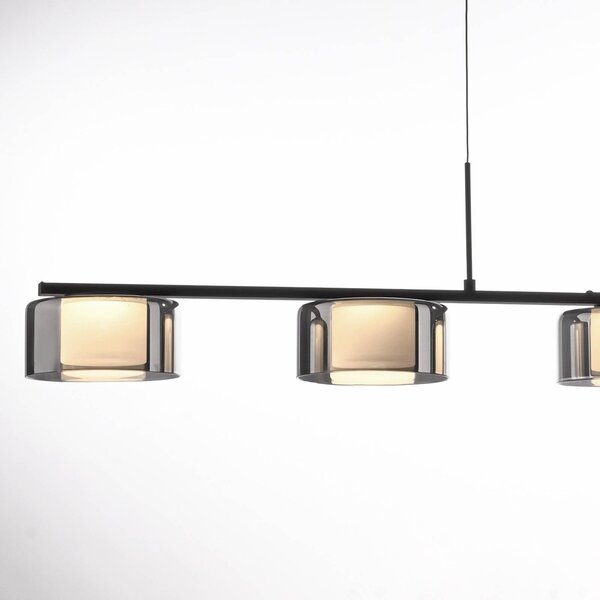 Paul Neuhaus Rika LED-es függőlámpa, 119 cm, üveg, fényerőszabályzóval,, dimmelhető, Fekete, Nappali / Étkező, Üveg, Modern