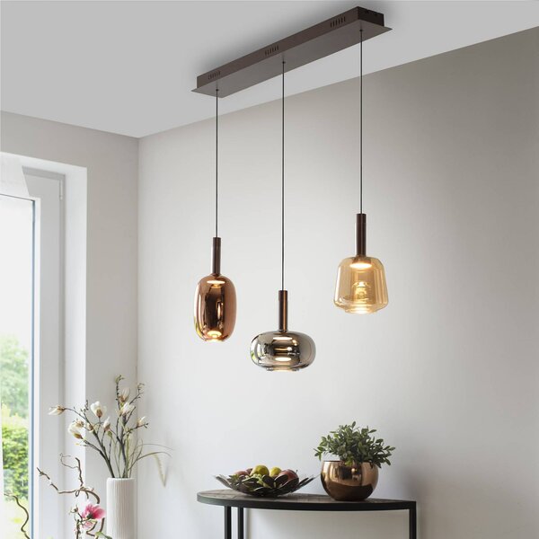 Paul Neuhaus Neuhaus, Irides LED-es függőlámpa, 90 cm hosszú, színes, üveg, dimmelhető, Többszínű, Nappali / Étkező, Üveg, Modern
