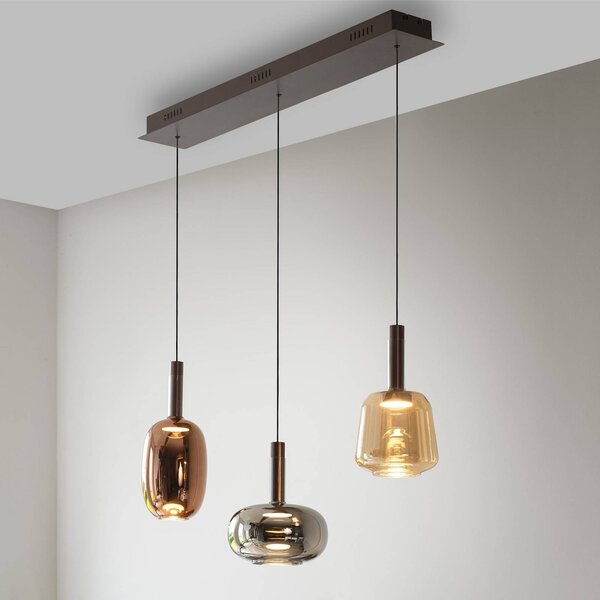 Paul Neuhaus Neuhaus, Irides LED-es függőlámpa, 90 cm hosszú, színes, üveg, dimmelhető, Többszínű, Nappali / Étkező, Üveg, Modern